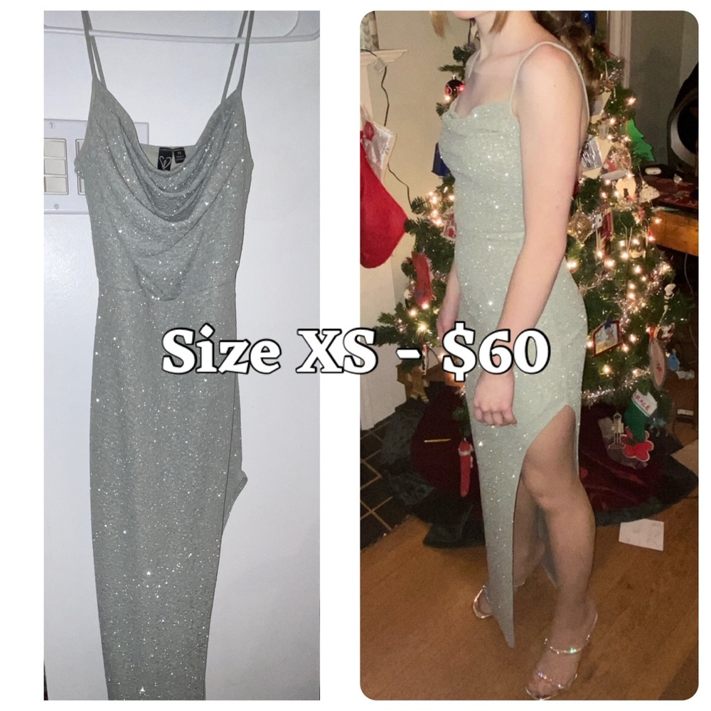 Windsor Glittering Silver Evening Dress